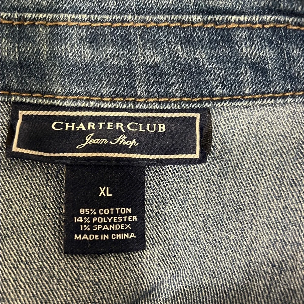 Charter Club denim jacket, medium washed denim color with stretch, XL - Picture 5 of 5